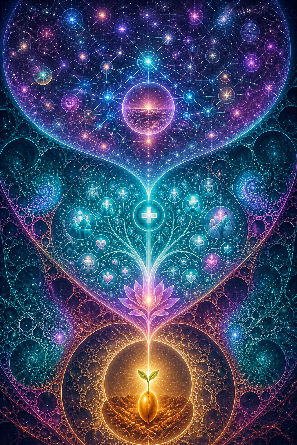 Fractal ladder from golden prototype seed to constellation network at scale